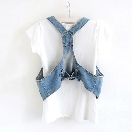 Women Vintage Vest Denim Jacket Cool Outerwear Slim Sleeveless  Casual Jeans Waistcoats Single-breasted Female Short Denim Tops