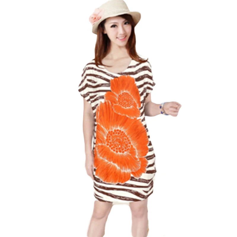 T Shirt Dress Summer Style Women Casual Clothes Robe Ete 2022 New Large Size Short Sleeve O-neck Loose Printing Dresses C37