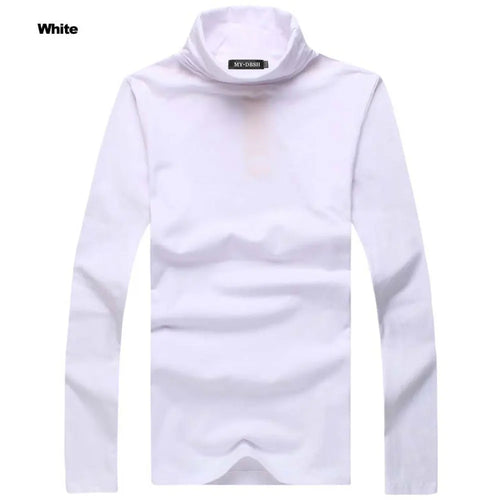 Autumn Winter Black White Men's Long-sleeve T-shirt Turtleneck