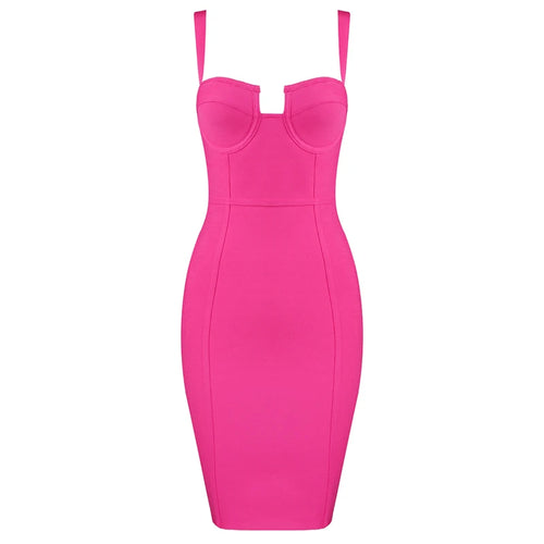 4 Colors Summer Dress Women Sexy Blue Hot Pink Bandage Dress Celebrity
