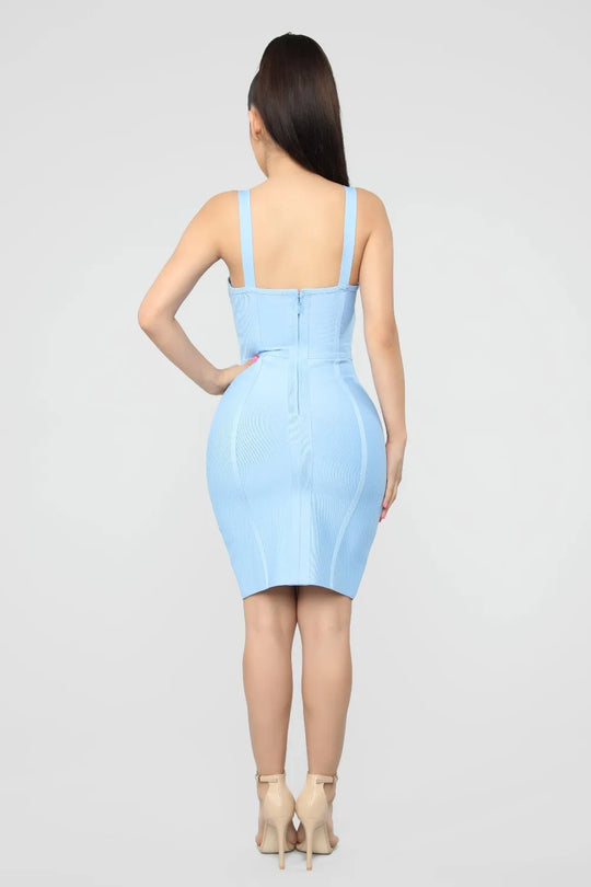 4 Colors Summer Dress Women Sexy Blue Hot Pink Bandage Dress Celebrity