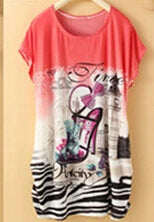 T Shirt Dress Summer Style Women Casual Clothes Robe Ete 2022 New Large Size Short Sleeve O-neck Loose Printing Dresses C37