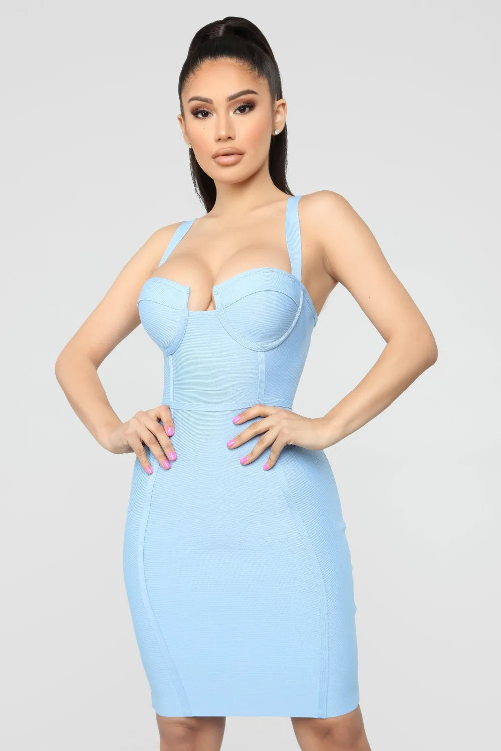 4 Colors Summer Dress Women Sexy Blue Hot Pink Bandage Dress Celebrity