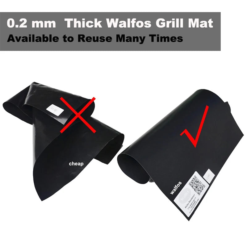 0.2mm Thick Ptfe Barbecue Grill Mat 33*40cm Non-Stick Reusable