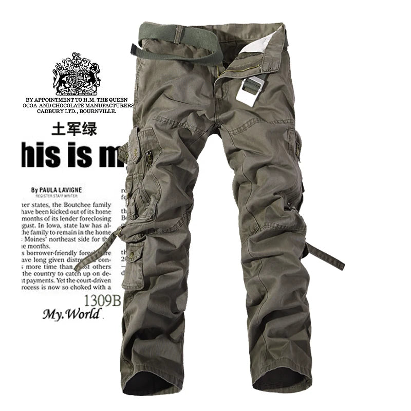 Men's Cargo Pants Casual Army Green Big Pockets Pant Military Overall