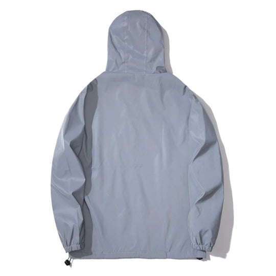 New Night Reflective Jackets Double Fabric Windbreaker Hooded Jacket