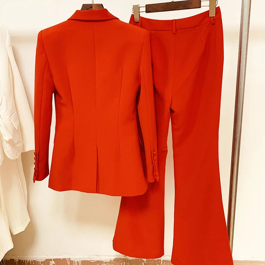 HIGH QUALITY New Fashion 2024 Designer Blazer Suit Set Women's Single