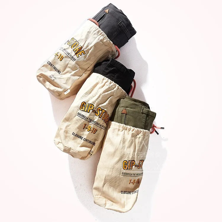 American Retro Woven CHINO Casual Tooling Pants Men's Fashion Slim