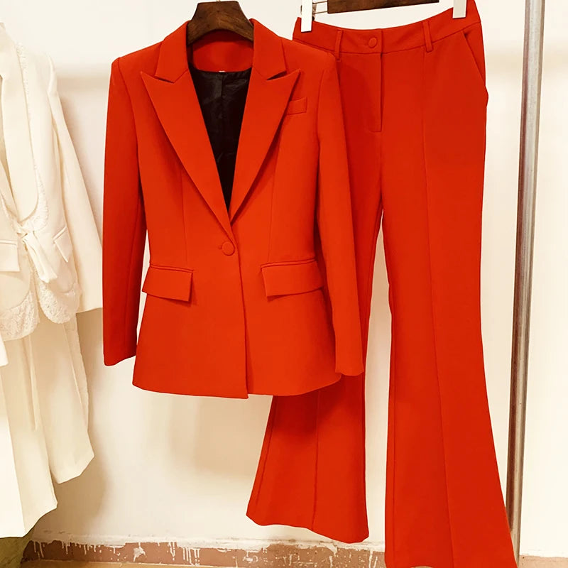 HIGH QUALITY New Fashion 2024 Designer Blazer Suit Set Women's Single