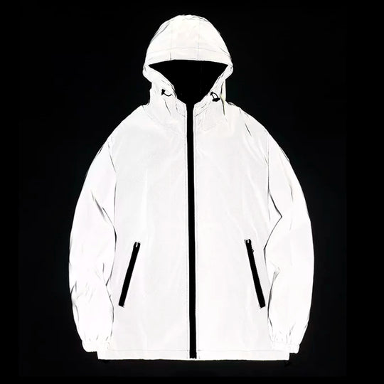 New Night Reflective Jackets Double Fabric Windbreaker Hooded Jacket