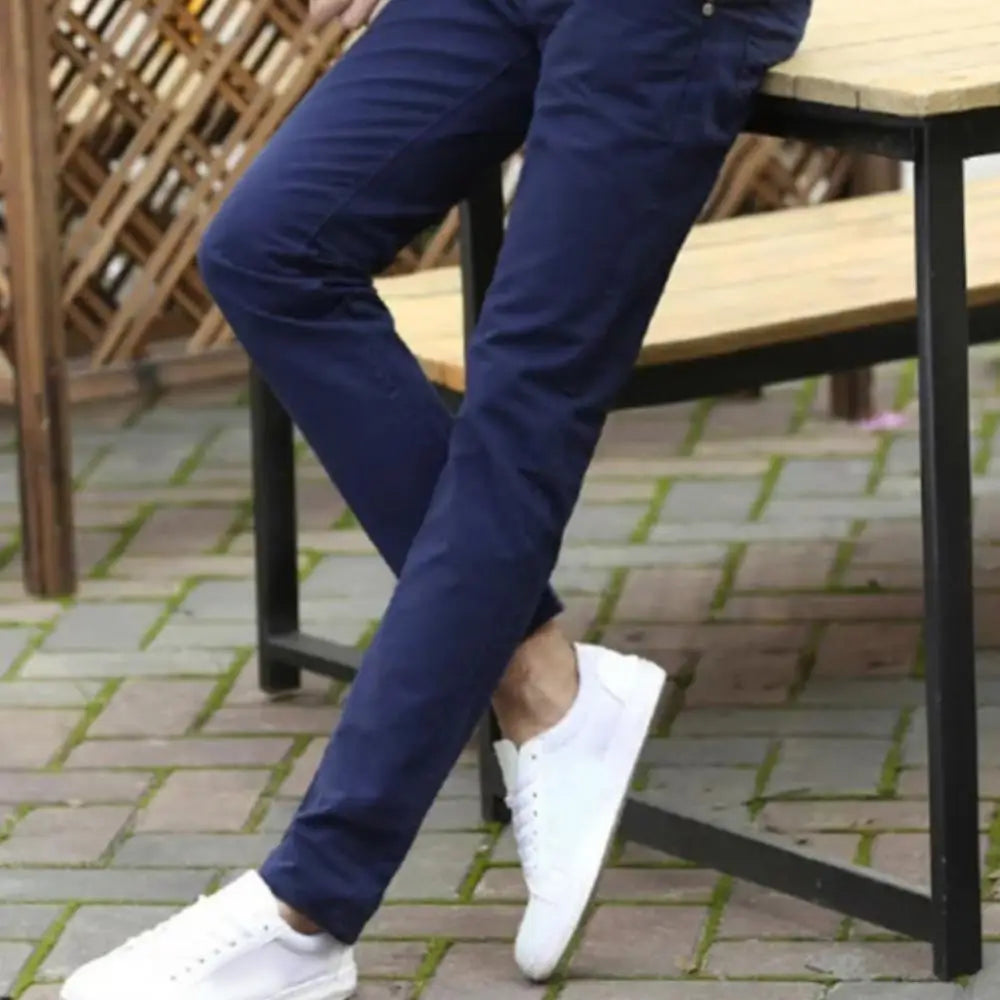 Fashion Men Business Straight Trousers Casual Men's Classic Solid