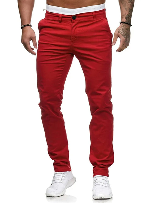 Men's Pants Casual Active Cotton Daily Wear Jogger Chinos Pants Solid