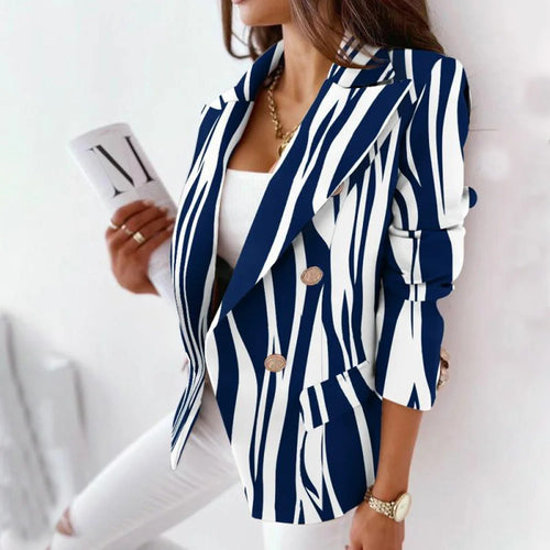 Plaid Blazer Jacket Women Spring Autumn Long Sleeve Casual Slim