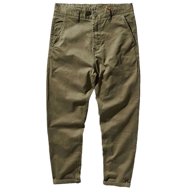 American Retro Woven CHINO Casual Tooling Pants Men's Fashion Slim
