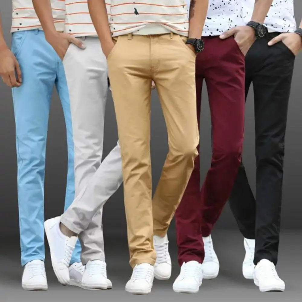 Fashion Men Business Straight Trousers Casual Men's Classic Solid