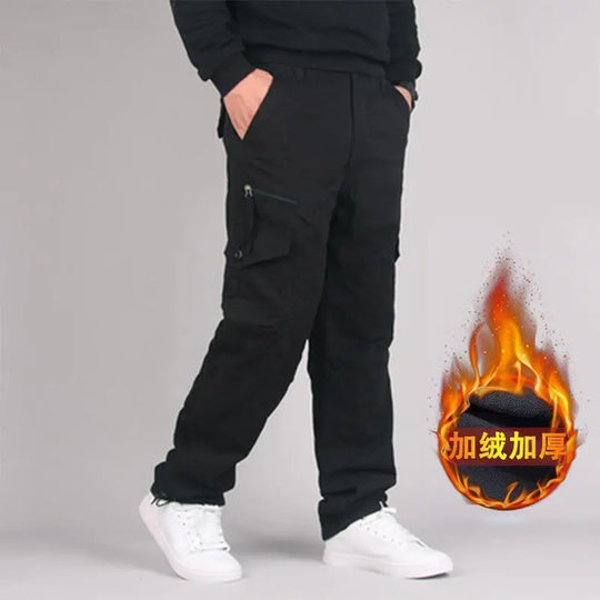 Men's Winter Fleece Pants Work Overalls Thermal Warm Black Camouflage