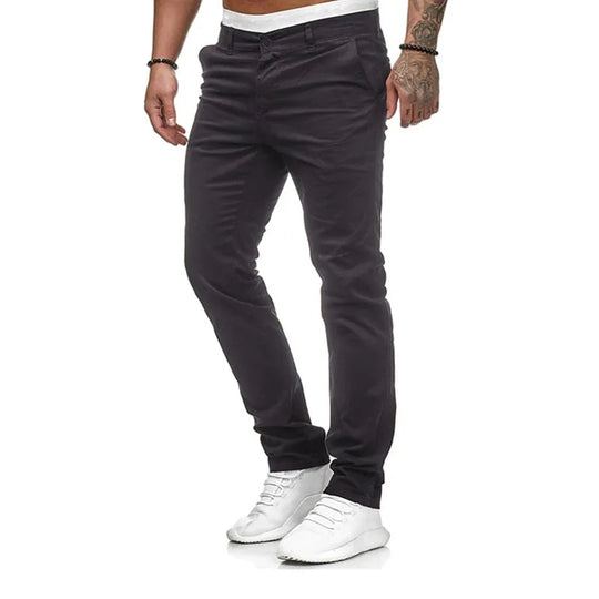 Men's Pants Casual Active Cotton Daily Wear Jogger Chinos Pants Solid