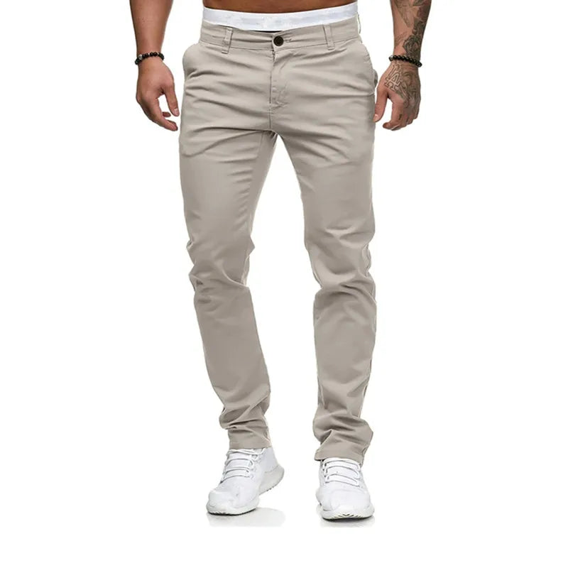 Men's Pants Casual Active Cotton Daily Wear Jogger Chinos Pants Solid