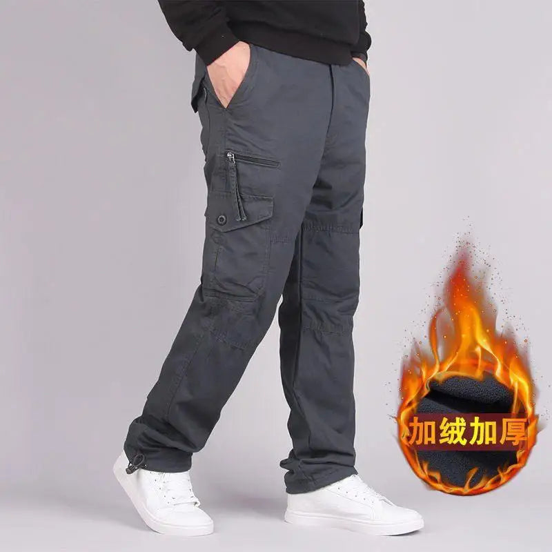 Men's Winter Fleece Pants Work Overalls Thermal Warm Black Camouflage