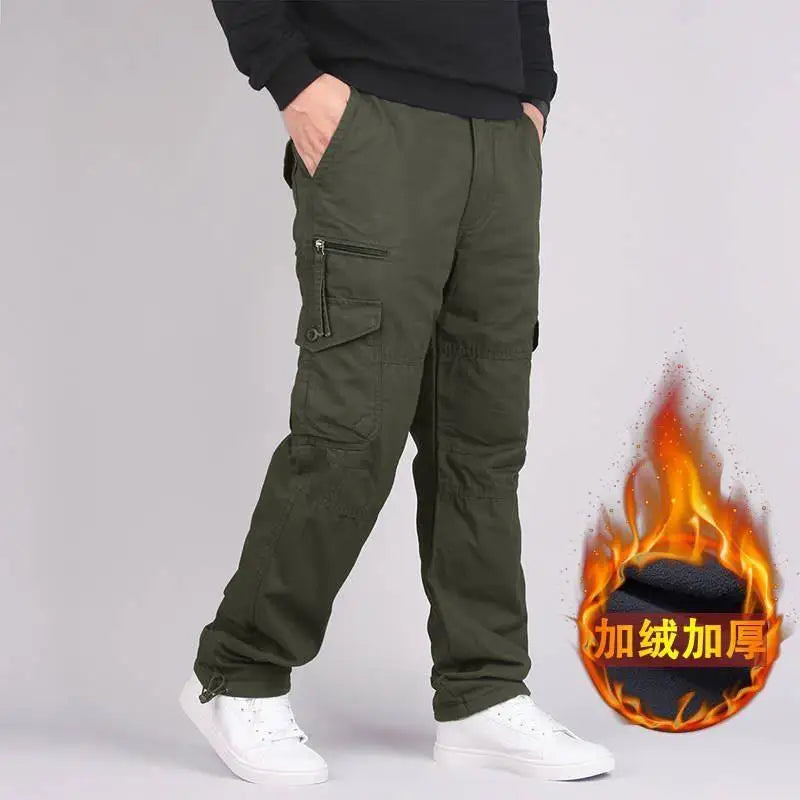 Men's Winter Fleece Pants Work Overalls Thermal Warm Black Camouflage