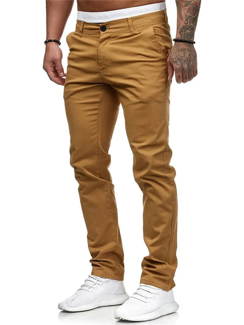 Men's Pants Casual Active Cotton Daily Wear Jogger Chinos Pants Solid