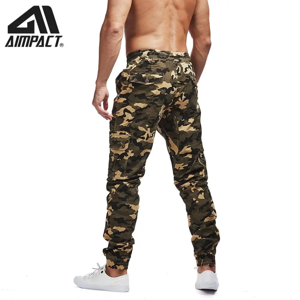 AIMPACT Men's Chino Jogger Pants Casual Fitted Cotton Camo Twill