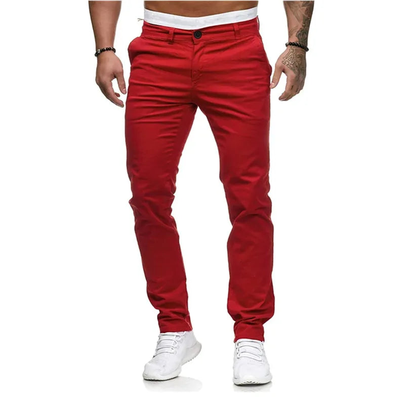 Men's Pants Casual Active Cotton Daily Wear Jogger Chinos Pants Solid