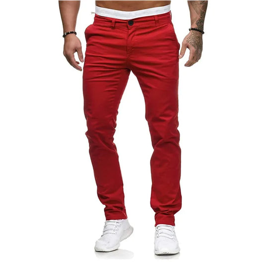 Men's Pants Casual Active Cotton Daily Wear Jogger Chinos Pants Solid