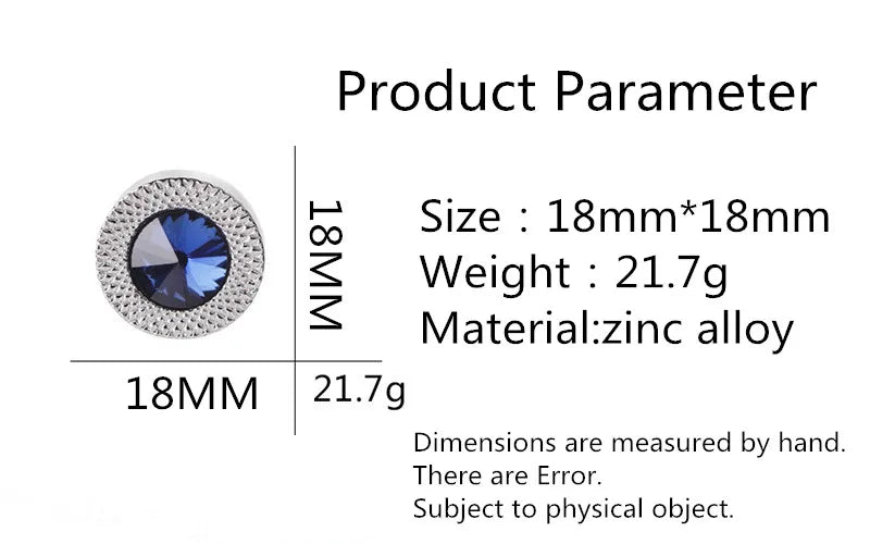 Brand Blue Crystal Cone Cufflinks Men Lawyer Classic Prismatic Cuff