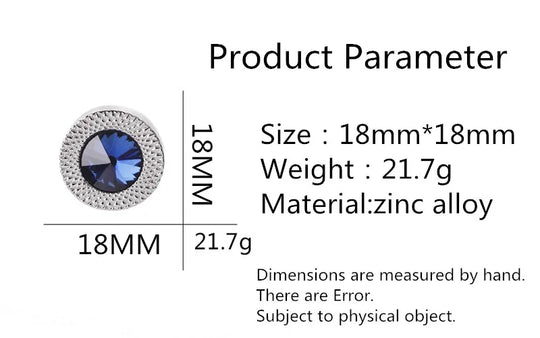 Brand Blue Crystal Cone Cufflinks Men Lawyer Classic Prismatic Cuff