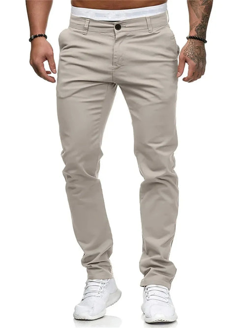 Men's Pants Casual Active Cotton Daily Wear Jogger Chinos Pants Solid