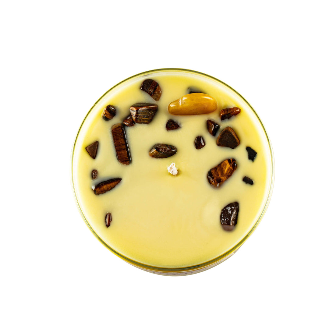 Chakra 3 Tiger Eye Gemstone Candle