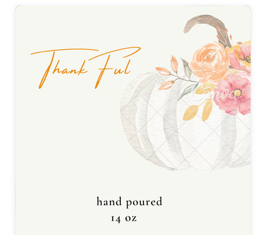 Thankful 14 oz Soy Candle in Frosted Container w/Bamboo Lid