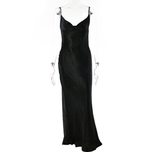 Julissa Mo Sexy Spaghetti Strap Backless Summer Dress Women Satin Lace