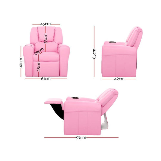 Keezi Kids Recliner Chair PU Leather Sofa Lounge Couch Children