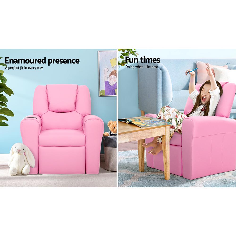 Keezi Kids Recliner Chair PU Leather Sofa Lounge Couch Children