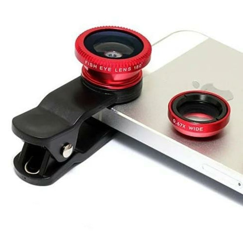 3-in-1 Clip-On Lens (6 Colors) – Wide Angle, Macro, Fish Eye