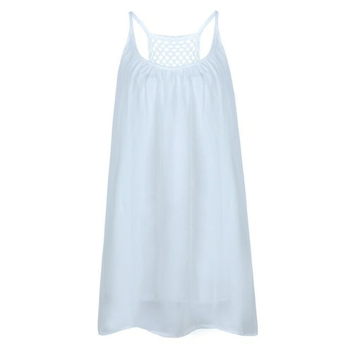Loose Casual Summer Beach Dress Women Mini Sleeveless Spaghetti Strap
