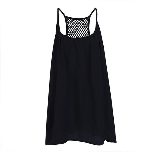 Loose Casual Summer Beach Dress Women Mini Sleeveless Spaghetti Strap