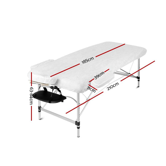 Zenith Massage Table 70cm Portable 3 Fold Aluminium Beauty Bed Black
