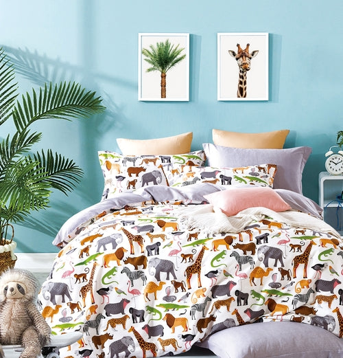 Kids Animal Print Cotton Duvet Set