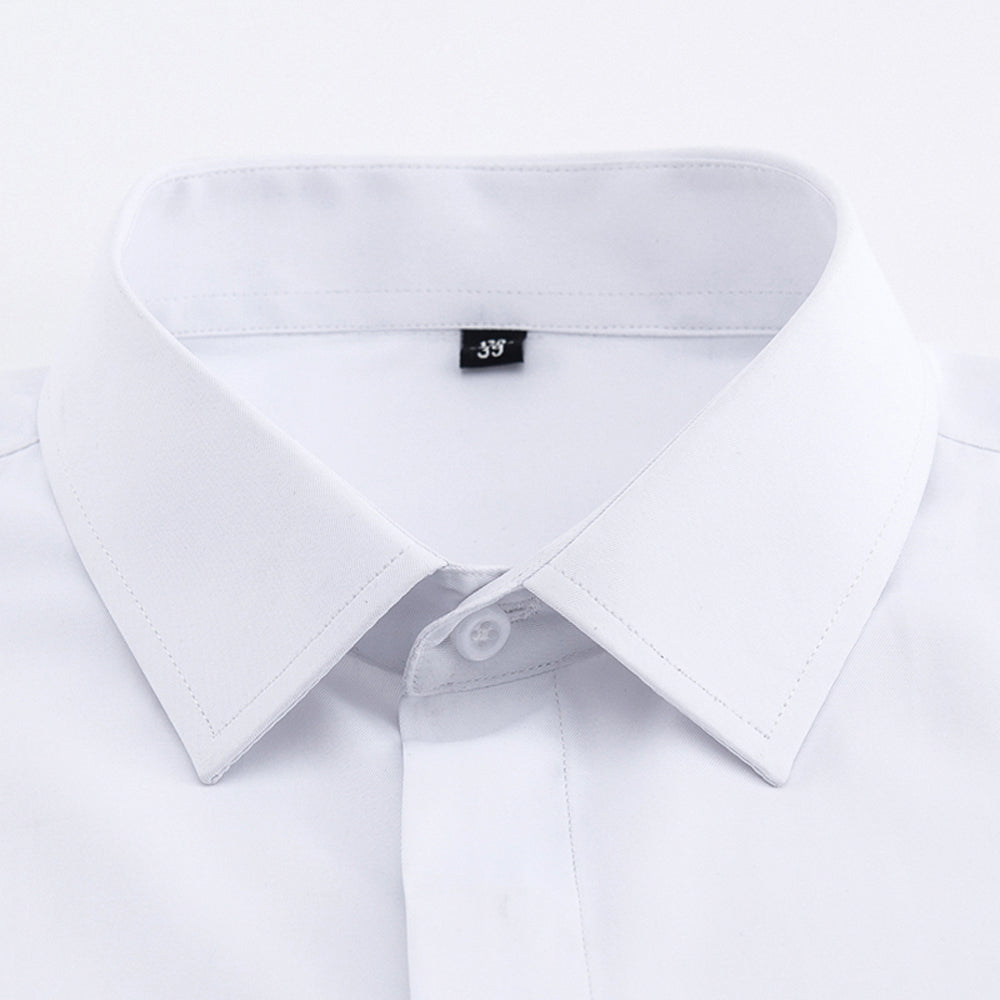 Men's Classic French Cuffs Solid Dress Shirt Covered Placket Formal