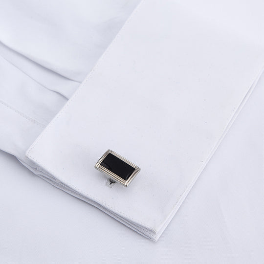 Men's Classic French Cuffs Solid Dress Shirt Covered Placket Formal