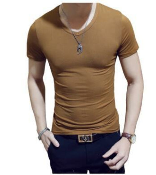Men's White T Shirts V Neck TShirt Basic Plain Tees Short Sleeve Top