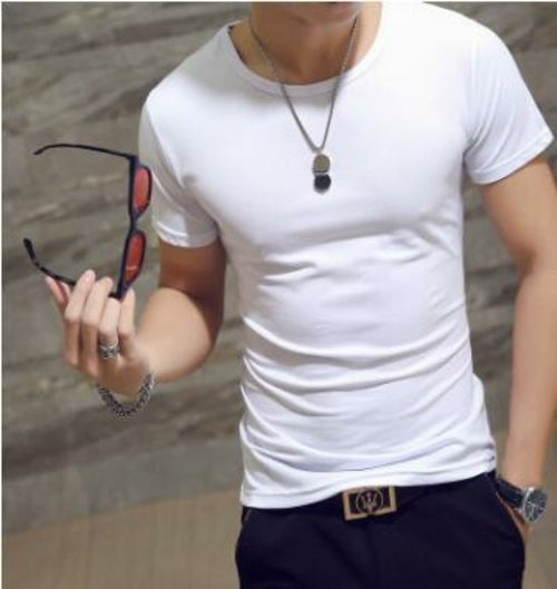 Men's White T Shirts V Neck TShirt Basic Plain Tees Short Sleeve Top
