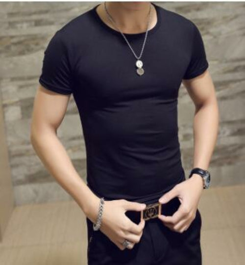 Men's White T Shirts V Neck TShirt Basic Plain Tees Short Sleeve Top