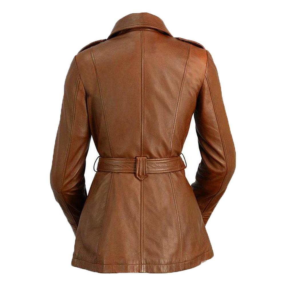 Monique Women's Leather Long Coat Jacket