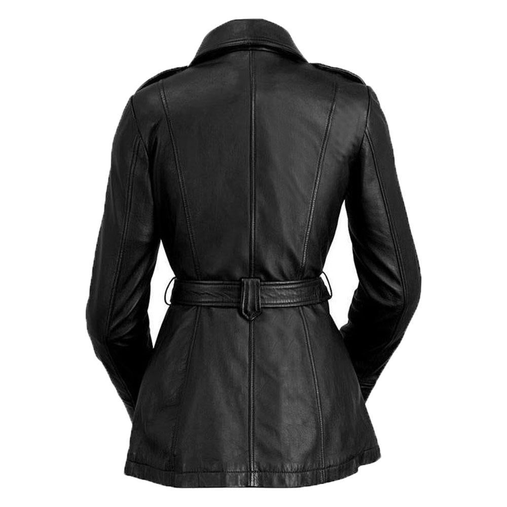 Monique Women's Leather Long Coat Jacket