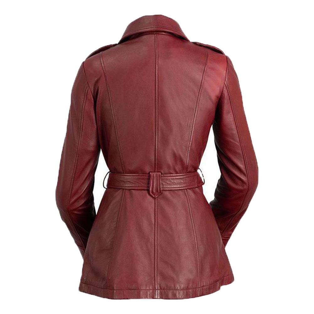 Monique Women's Leather Long Coat Jacket