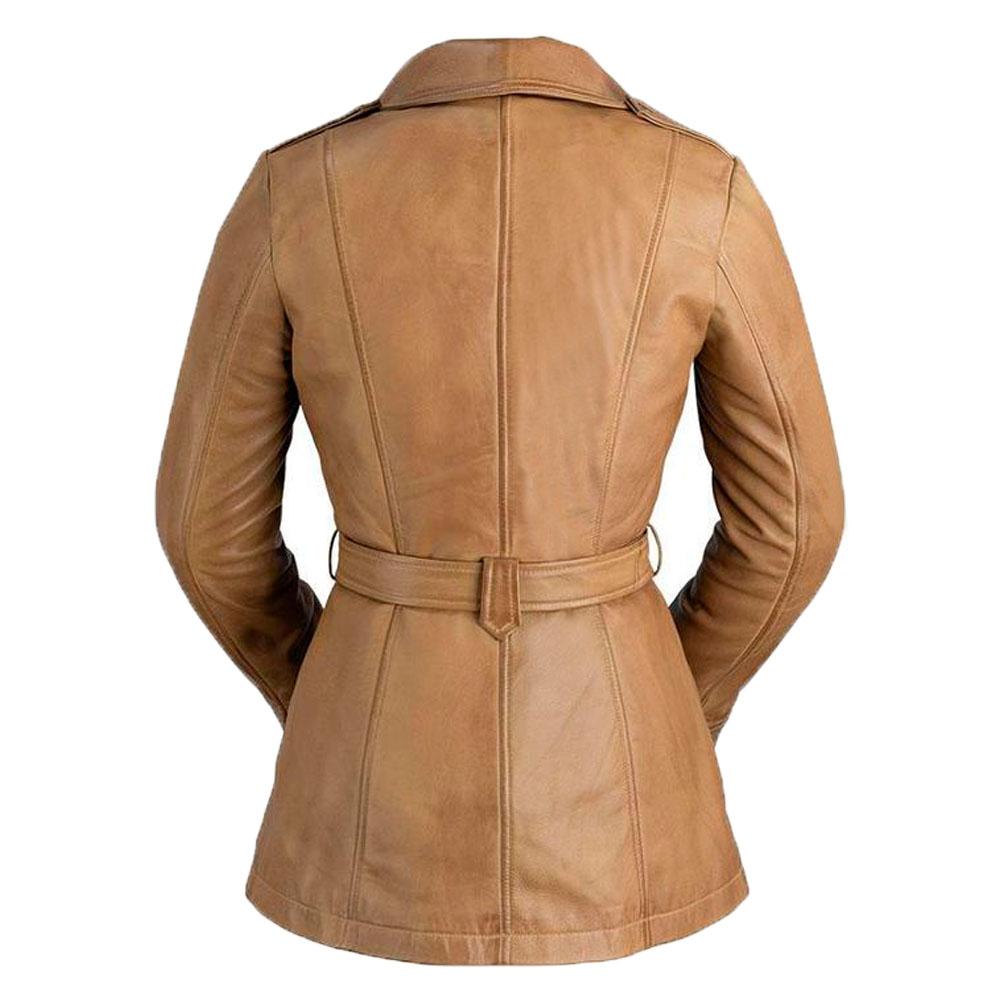 Monique Women's Leather Long Coat Jacket